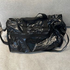 LeSportSac duffle black croc print with 2 small pouches